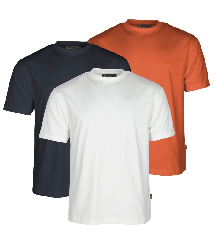 Pinewood 5447 3-Pack T-Shirt Μπλουζάκια White/Pine/B.Orange   - tokatlis.gr