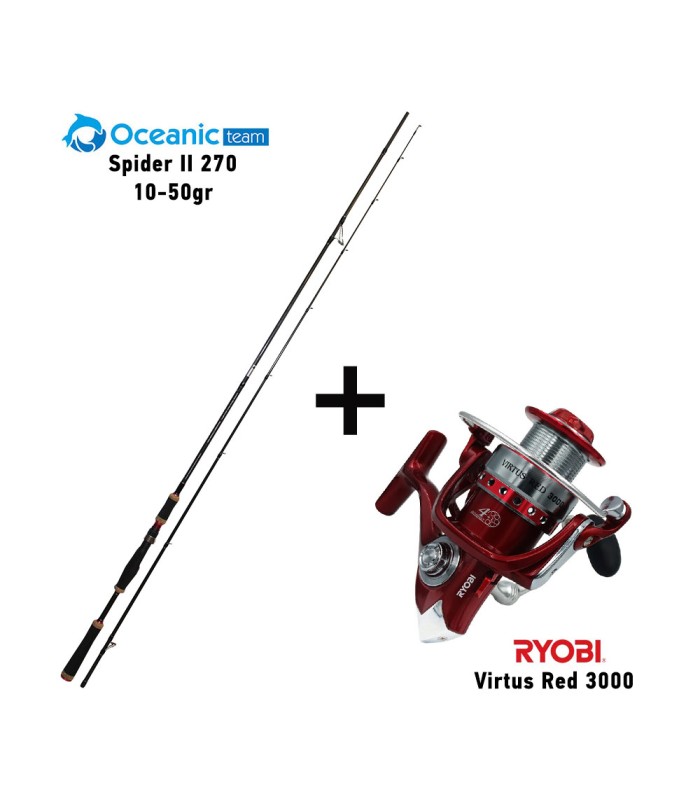 Combo Spinning Oceanic Team Spider II 270 / 10-50gr + Ryobi Virtus Red 3000 - tokatlis.gr