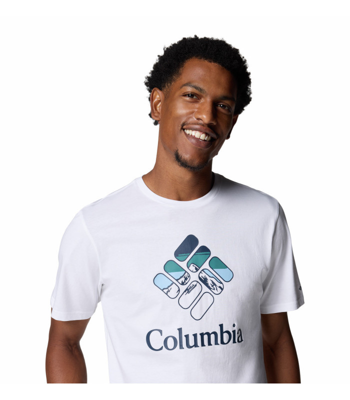 Columbia Ανδρικό Μπλουζάκι Rapid Ridge White, Heavenly Stacked Gem - tokatlis.gr
