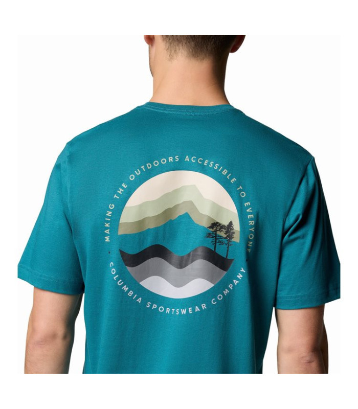 Columbia Ανδρικό Μπλουζάκι Kettle River  Outdoor Tee River Blue, Circular Linescape - tokatlis.gr