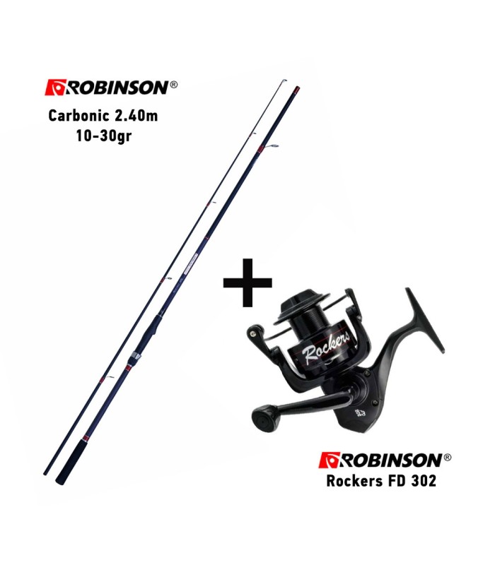Combo Spinning Robinson Carbonic 2.40m / 10-30gr + Robinson Rockers FD 302 - tokatlis.gr