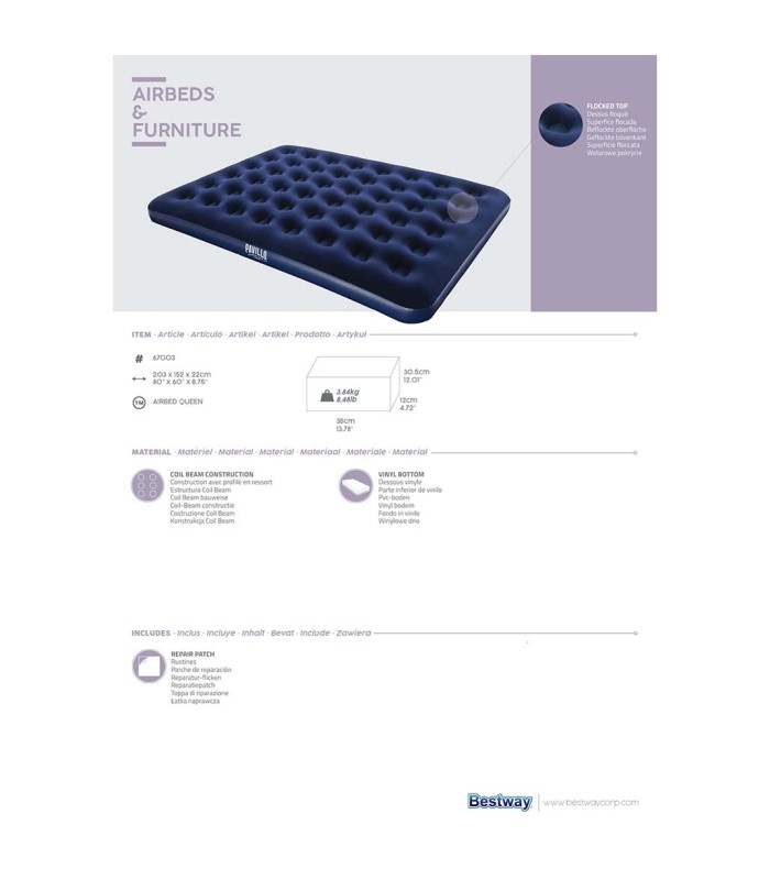 Φουσκωτό Στρώμα Bestway 67003 Υπέρδιπλο 203x152x22 | tokatlis.gr
