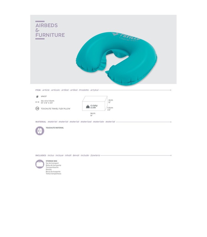 69607 Μαξιλαρι Ταξιδιου Pavillo Toughlite 36x31x11,5cm - tokatlis.grh