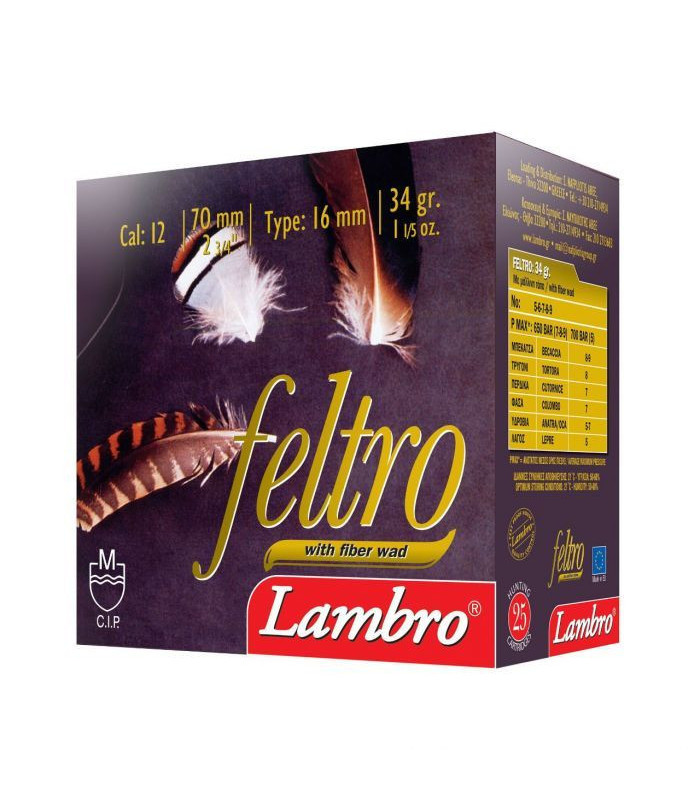 Φυσίγγια Lambro  Feltro 34gr-  tokatlis.gr