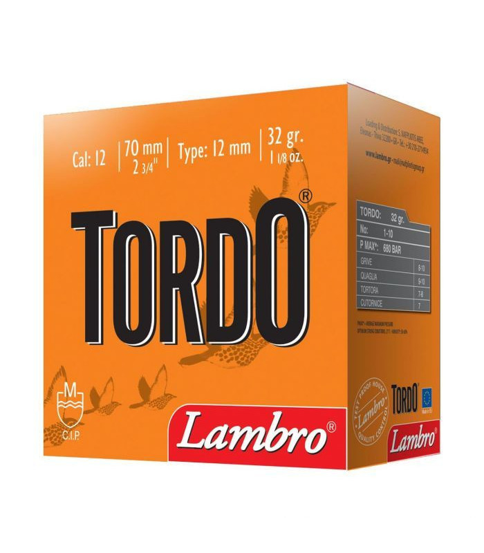 Φυσίγγια Lambro  Tordo 32gr  Cal.12-  tokatlis.gr