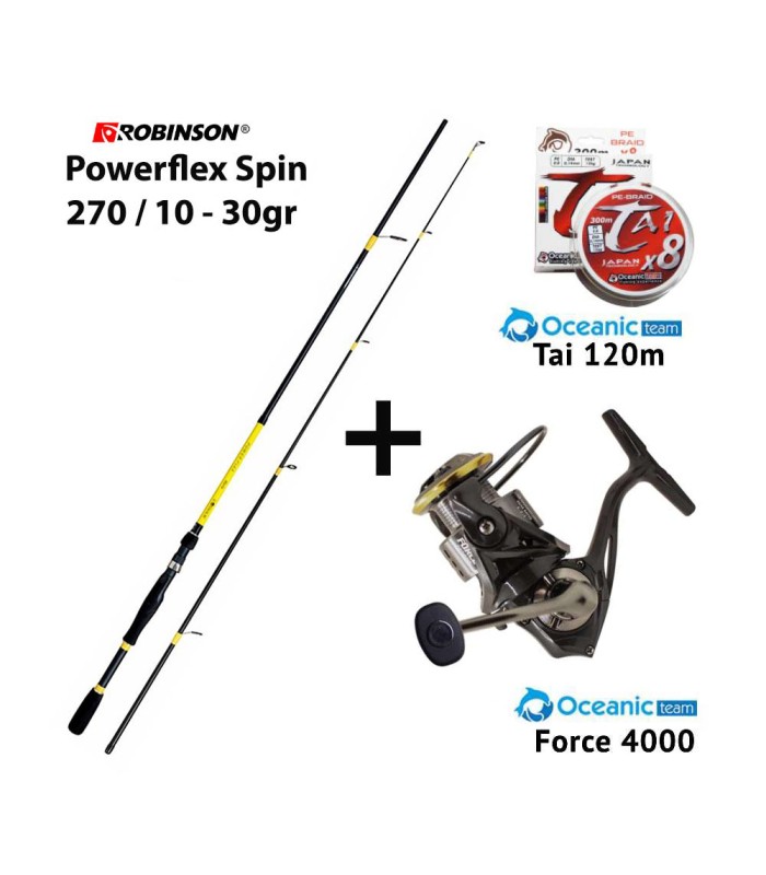 Combo Spinning Robinson Powerflex 270 10-30 + Oceanic Team Force 4000 + Nήμα Oceanic Team Tai 120m - tokatlis.gr