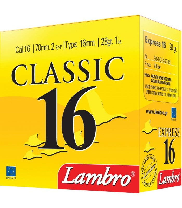 Φυσίγγια Lambro  Classic 16  28gr cal.16-  tokatlis.gr
