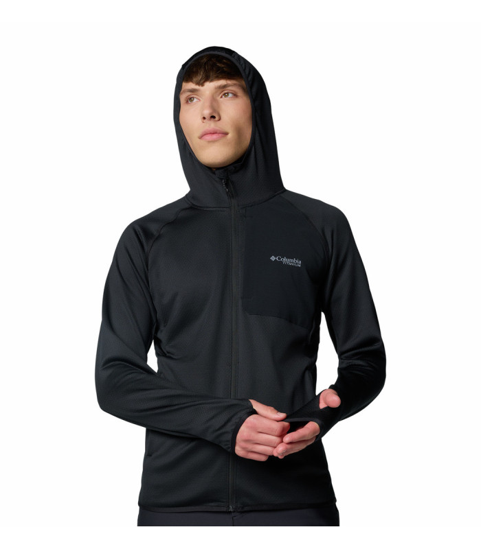 Columbia Ανδρική Ζακέτα Triple Canyon Grid Fleece Hooded FZ II Black- tokatlis.gr