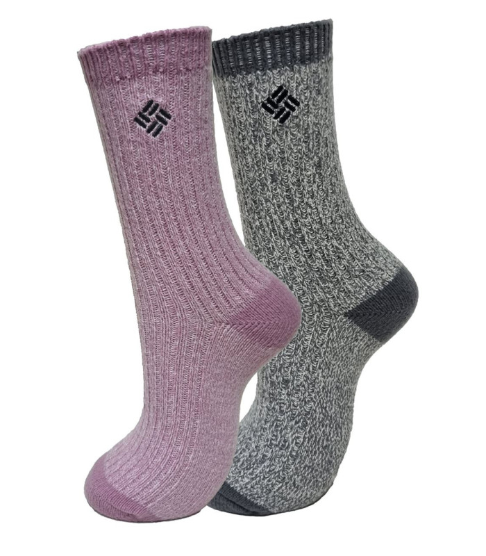Columbia Γυναικεία Κάλτσα 2 Ζεύγη Super Soft Micro Poly Canyon Stripe Crew Purple-Charcoal