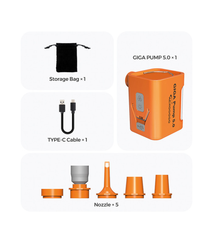 Aerogogo Giga Pump 5.0 Επαναφορτιζόμενη Αντλία Αέρος + Φωτιστικό 500lm | tokatlis.gr
