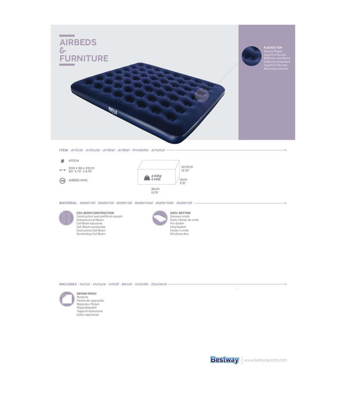 Φουσκωτό Στρώμα King Bestway 67004 203x183x22 | tokatlis.gr