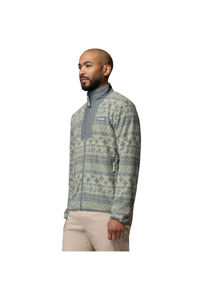 Ανδρική ζακέτα fleece Columbia Sequoia Grove™ II Printed Fleece Jacket με τύπωμα Black Wizard Island και όρθιο γιακά
