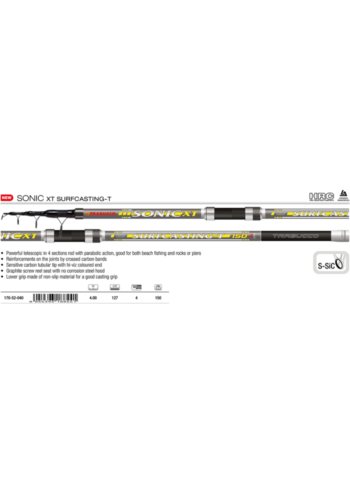 Καλάμι Trabucco Sonic XT Surfcasting-T 4m 150gr Τηλεσκοπικό HRC | tokatlis.gr