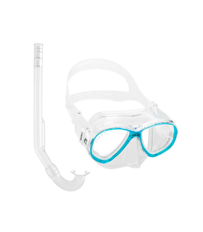 Cressi Set Perla Junior Silicone Mask + Minigringo Snorkel Clear/Frame Aquamarine - tokatlis.gr