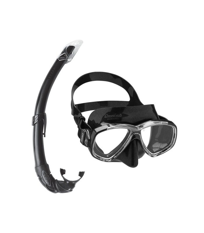Cressi Set Perla Silicone Mask + Mexico Snorkel Black  - tokatlis.gr