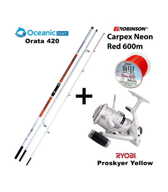 Full Combo Surf Oceanic Team Orata 420 + Ryobi Proskyer Nose Yellow + Robinson Carpex Neon Red 600m - tokatlis.gr