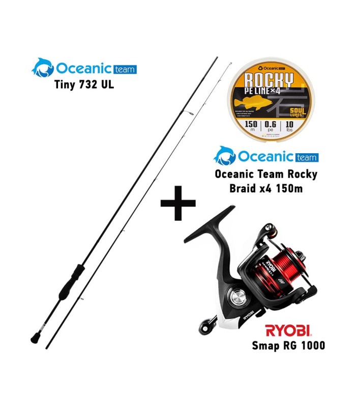 Combo LRF Oceanic Team Tiny 732UL + Ryobi Smap RG 1000 + Oceanic Team Rocky Braid x4 150m - tokatlis.gr
