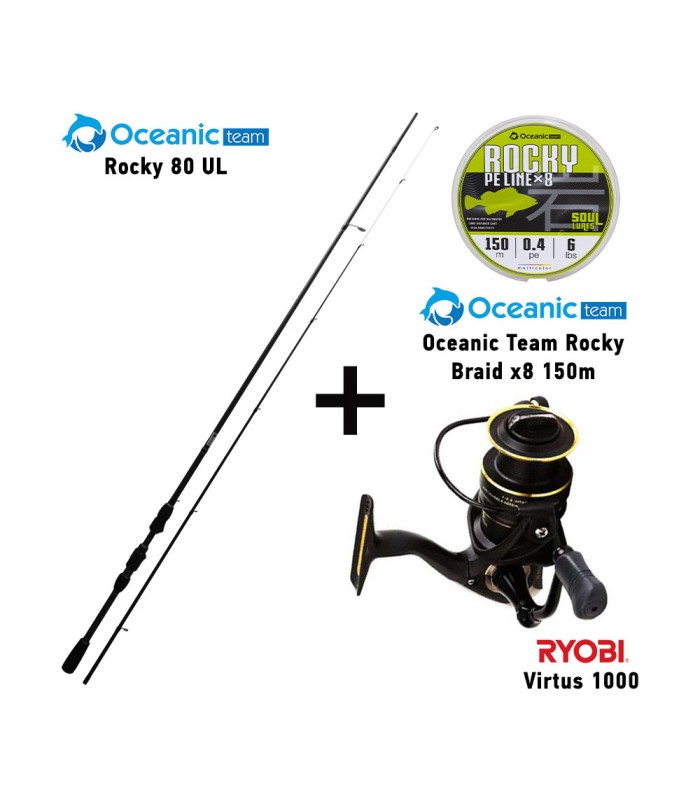 Combo LRF Oceanic Team Rocky 80UL + Ryobi Virtus 1000 + Oceanic Team Rocky Braid x8 150m - tokatlis.gr
