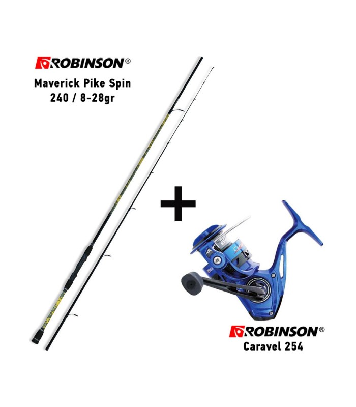 Combo Spinning Robinson Maverick Pike Spin 2.40m / 8-28gr + Robinson Caravel 254 - tokatlis.gr