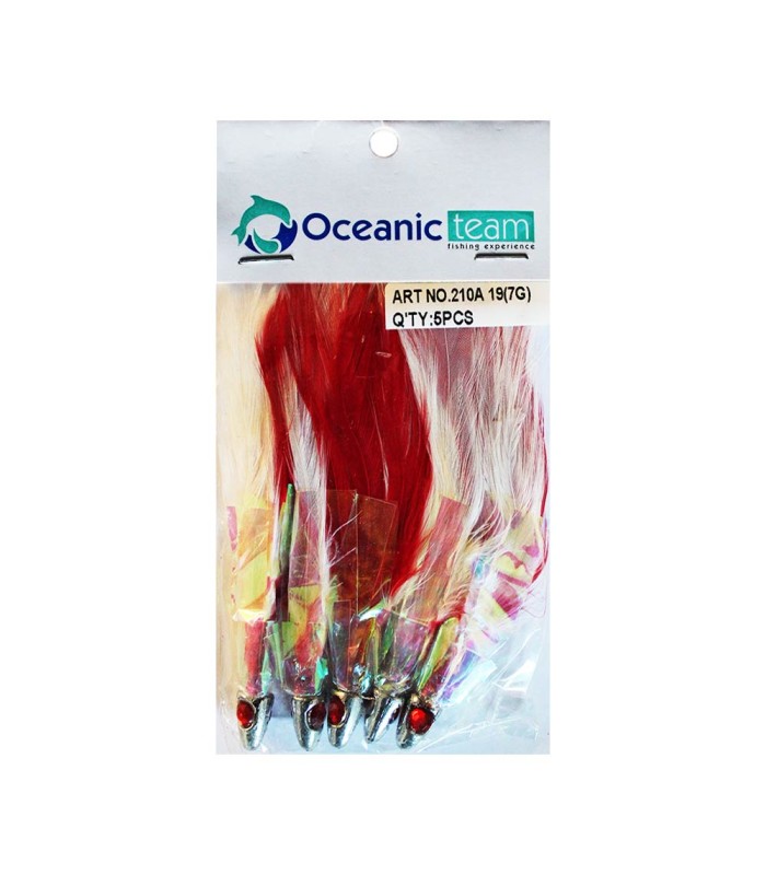 Oceanic Team Φτεράκια Jig για παλαμίδες (5 τμχ.) - Κόκκινο - tokatlis.gr
