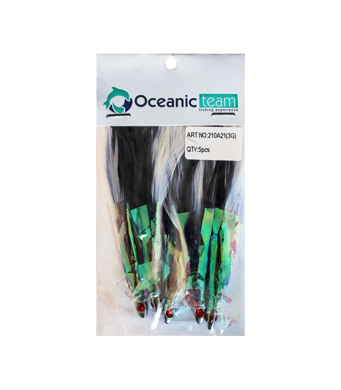 Oceanic Team Φτεράκια Jig για παλαμίδες (5 τμχ.) - Μαύρο - tokatlis.gr