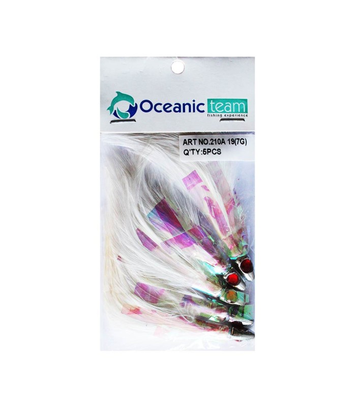 Oceanic Team Φτεράκια Jig για παλαμίδες (5 τμχ.) - Άσπρο - tokatlis.gr