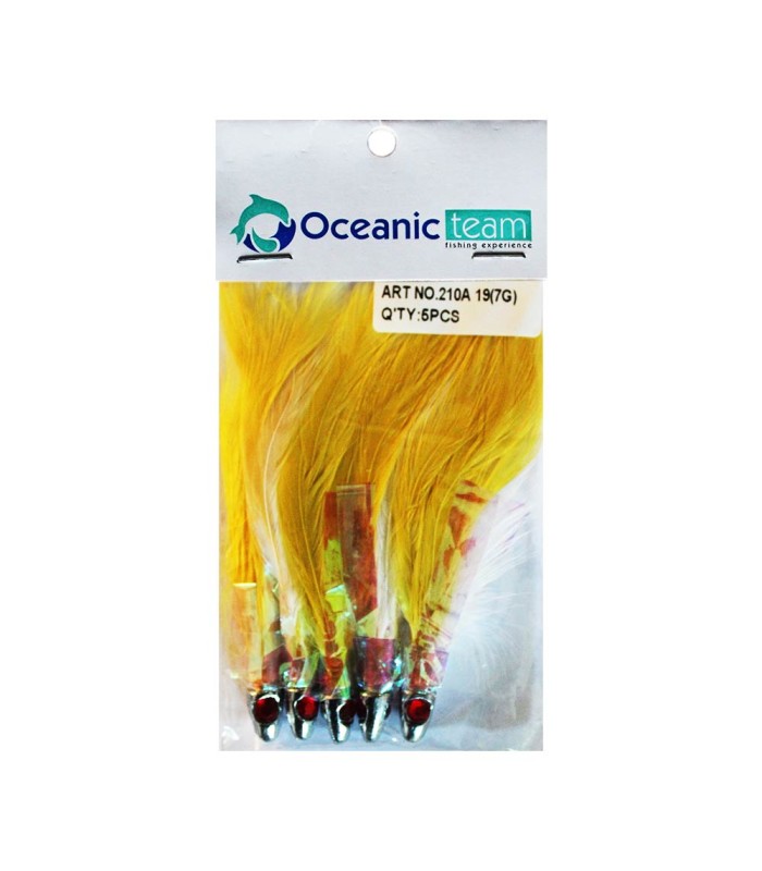 Oceanic Team Φτεράκια Jig για παλαμίδες (5 τμχ.) - Κίτρινο - tokatlis.gr